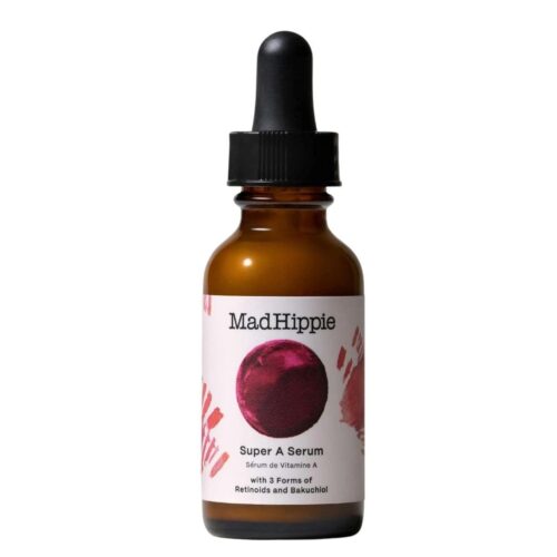 Mad Hippie Vitamine A Serum in een recyclebaar glazen flacon voor een milde, vegan gezichtsverzorging.