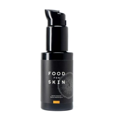Olie gezichtsreiniger met wortelolie van Food for Skin in glazen verpakking