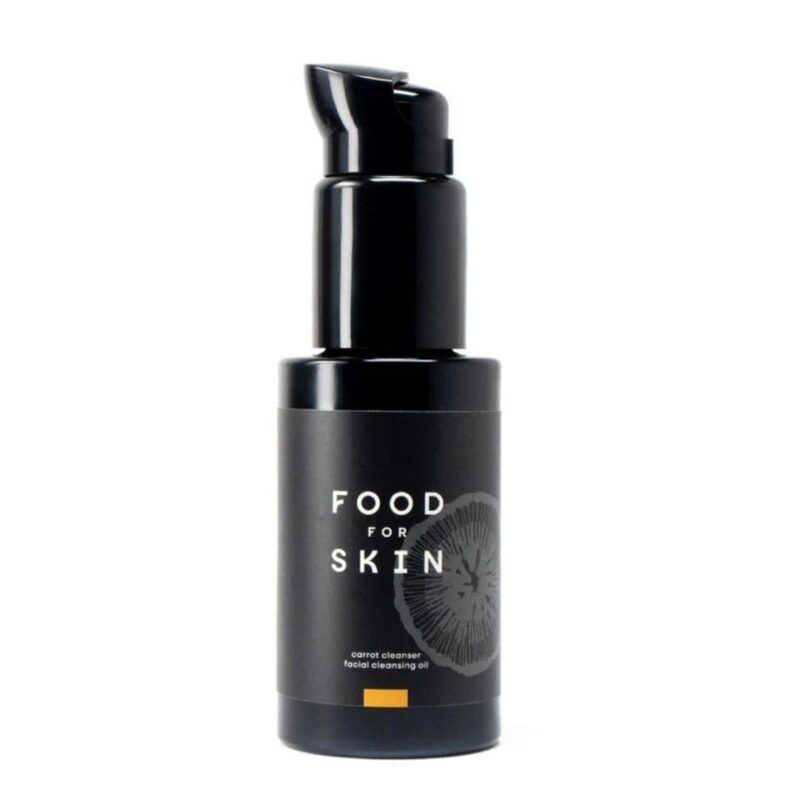 Olie gezichtsreiniger met wortelolie van Food for Skin in glazen verpakking