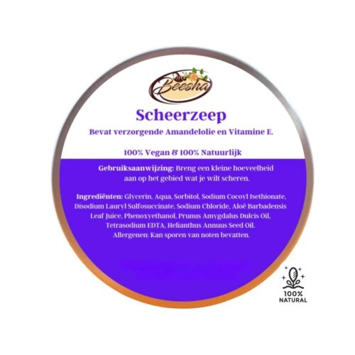 Parfumvrije scheerzeep van het merk Beesha voor gevoelige huid