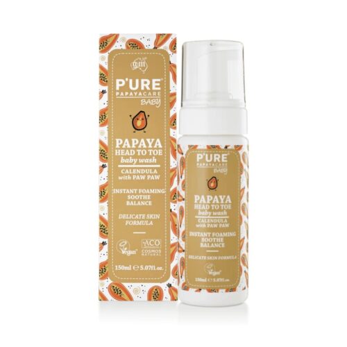 PURE Papaya Head to Toe Baby Wash, een milde wasgel voor natuurlijke babyverzorging