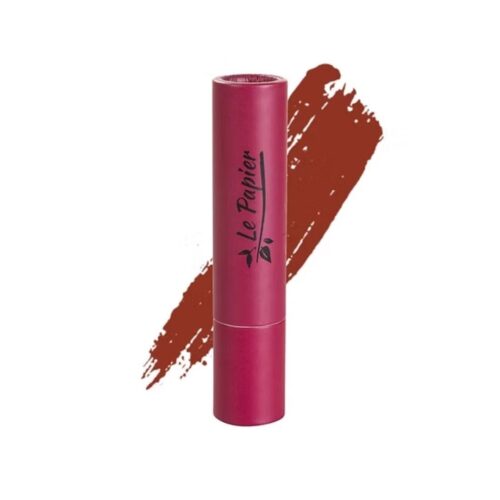 Beauty Made Easy Le Papier lipstick Sienna Mat 01: een warme rood-oranje vegan lipstick in een duurzame papieren houder