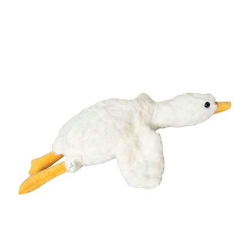 Gilly Goose zachte knuffelgans van 50 cm in wit pluche met gele snavel, grote baby knuffel gans geschikt vanaf de geboorte