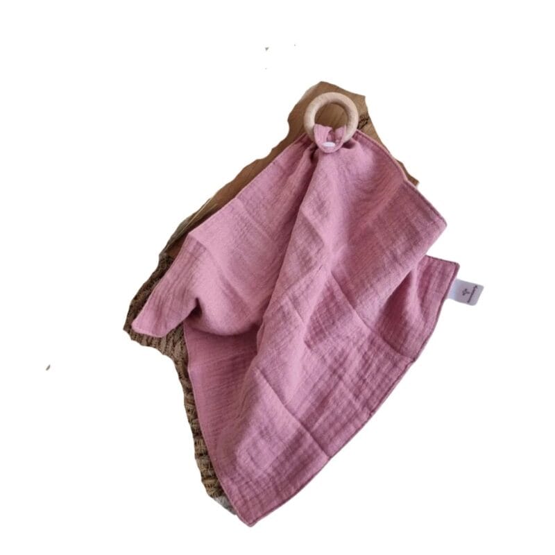 Hydrofiele Knuffeldoek Roze met Bijtring