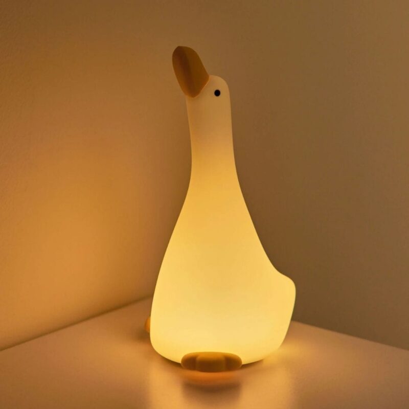 Nachtlampje Goose baby nachtlampje met warm licht in vorm van gans, oplaadbaar siliconen nachtlampje met timer