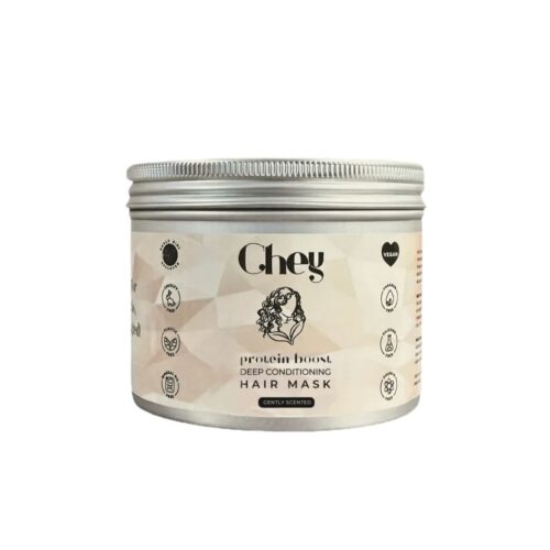 Chey Protein Boost natuurlijk haarmasker voor beschadigd haar met tarweproteïne in recyclebare aluminium pot, vegan CG-approved haarmasker