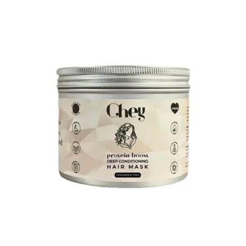 Chey Protein Boost Haarmasker Parfumvrij 200 ml, natuurlijk haarmasker zonder siliconen met tarweproteïne en lijnzaadolie voor beschadigd en droog haar