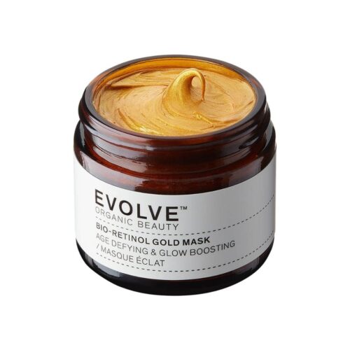 Evolve Bio-Retinol Gold Mask, een vegan glow gezichtsmasker met een glinsterende textuur