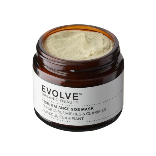 Evolve True Balance SOS Masker 60 ml, biologisch gecertificeerd gezichtsmasker met natuurlijk salicylzuur voor onzuivere en vette huid