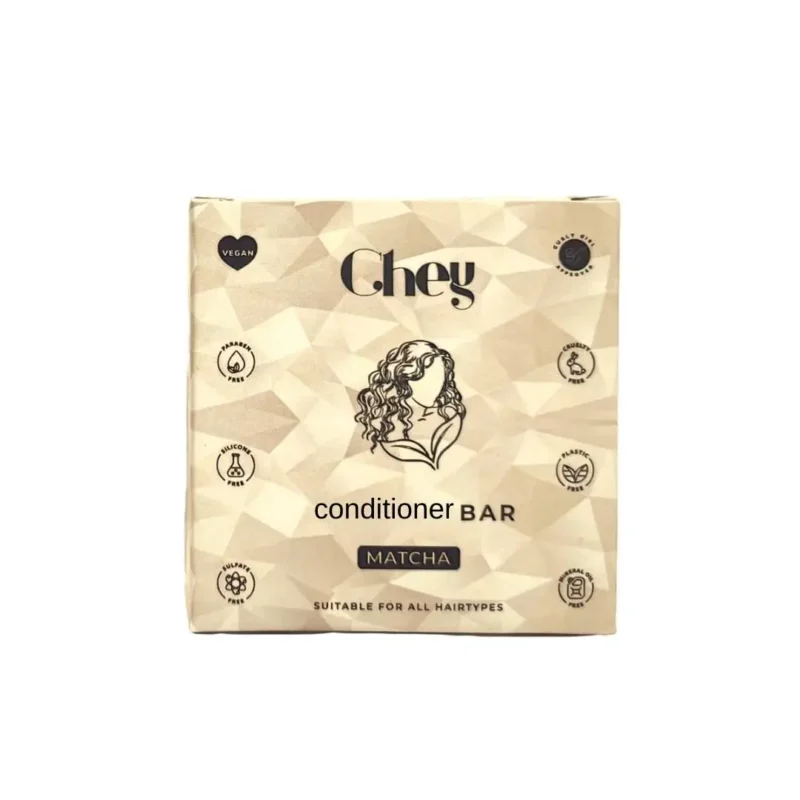 Chey Haircare Conditioner Bar Matcha 60 gram, plasticvrije haarverzorging met matcha, cacaoboter en sheaboter voor glanzend en gevoed haar