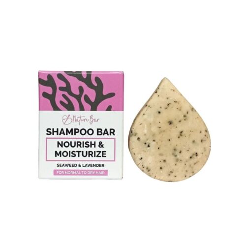 Nature Bar Shampoo Bar Voedt en Herstel vegan en sulfaatvrije shampoo voor droog haar met zeewier lavendel en rozemarijn van 65 gram