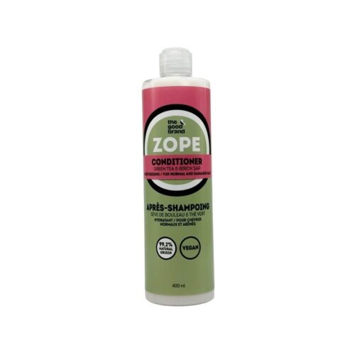 The Good Brand Zope Conditioner Groene Thee en Berkensap 400 ml fles voor natuurlijke haarverzorging.