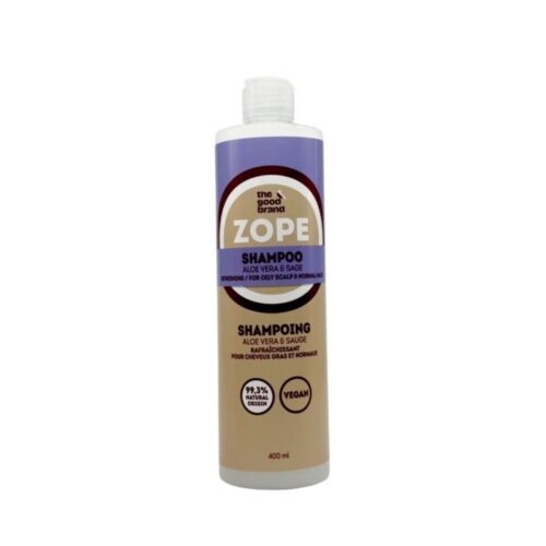 The Good Brand Zope Shampoo Aloë Vera en Salie 400 ml fles voor normaal tot vet haar.
