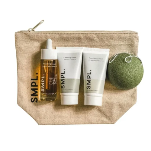 SMPL The Full Face Kit vegan skincare set met gratis katoenen toilettas